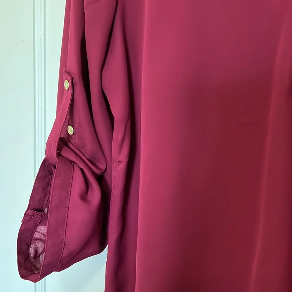 Maurices Women’s Large Burgundy Semi sheer Bouse with 3/4 sleeves - Picture 5 of 5